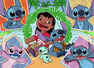 Puzle 4 x 100 piezas Stitch