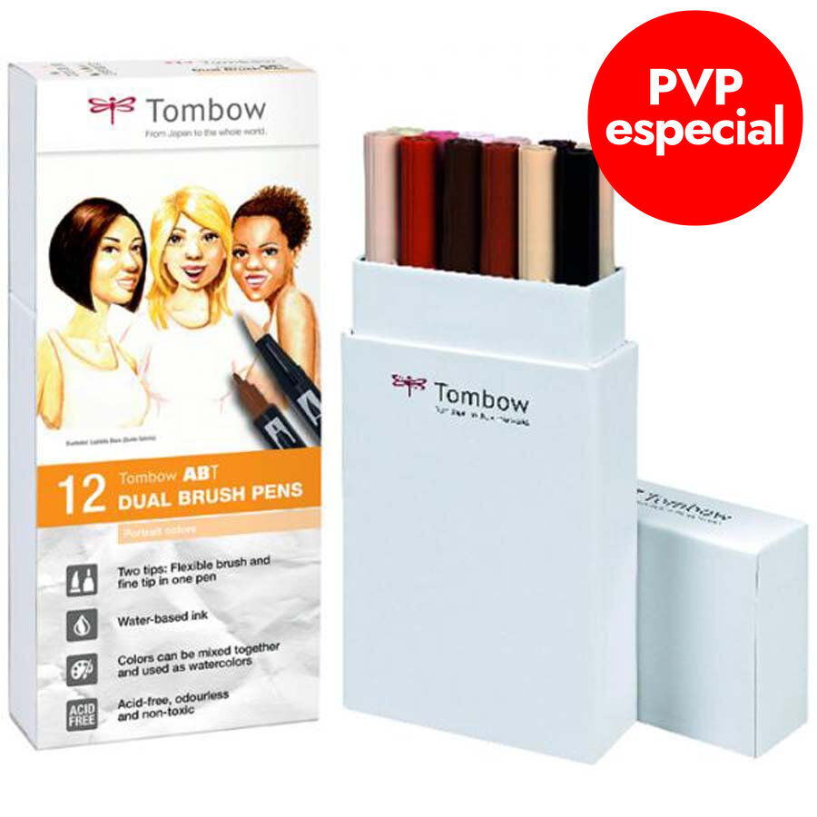 Retoladors Brush Tombow Retrats 12 colors
