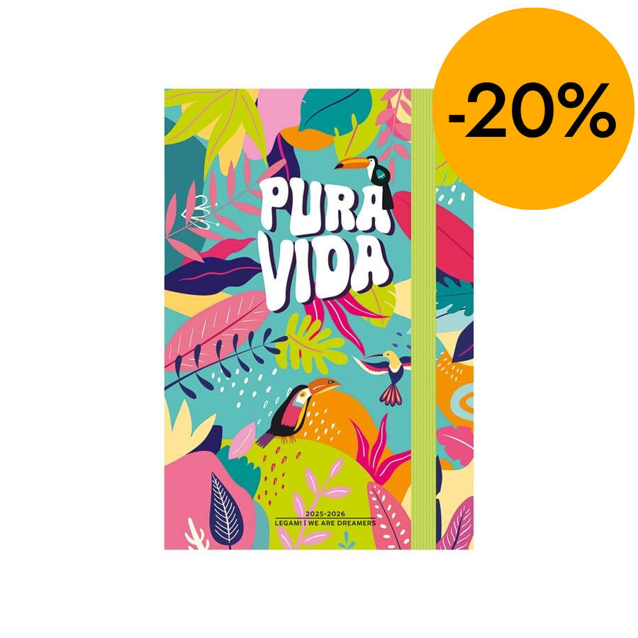 Agenda Legami 16 mesos Medium dia/p&agrave;g multiling&uuml;e 2025-26 Pura Vida