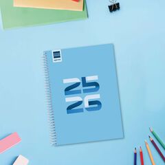 Agenda Finocam escolar Cool 1/4 sem/vista cat 2025-26 azul