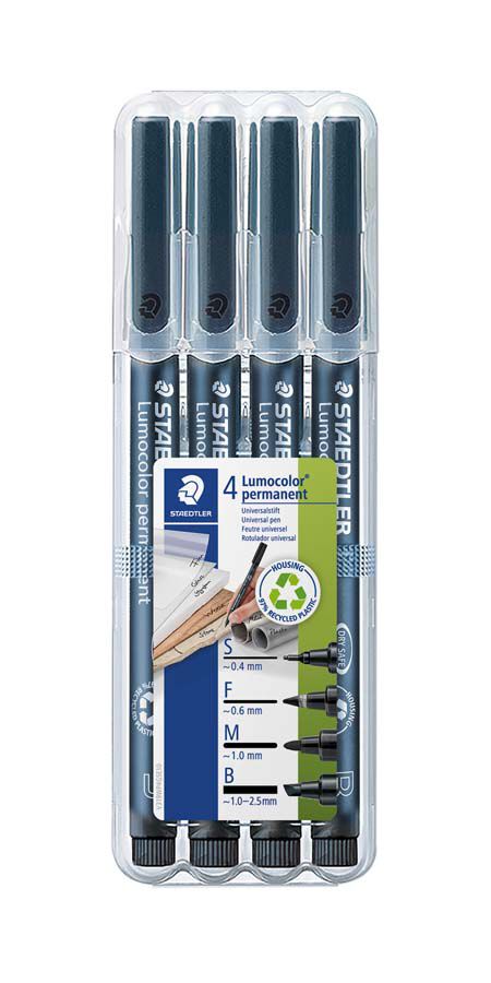 Rotuladores permanentes Staedtler Lumocolor S/F/M/B 4u