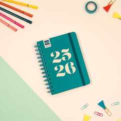 Agenda Finocam escolar Cosmo 1/8  sem/vista cat 2025-26 aqua