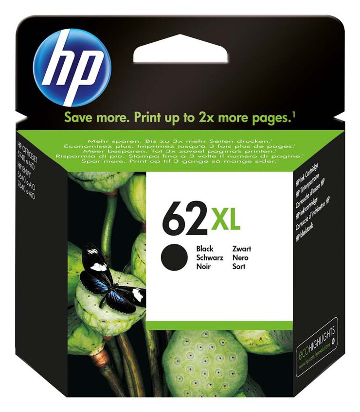 Cartutx de tinta HP negre 62XL