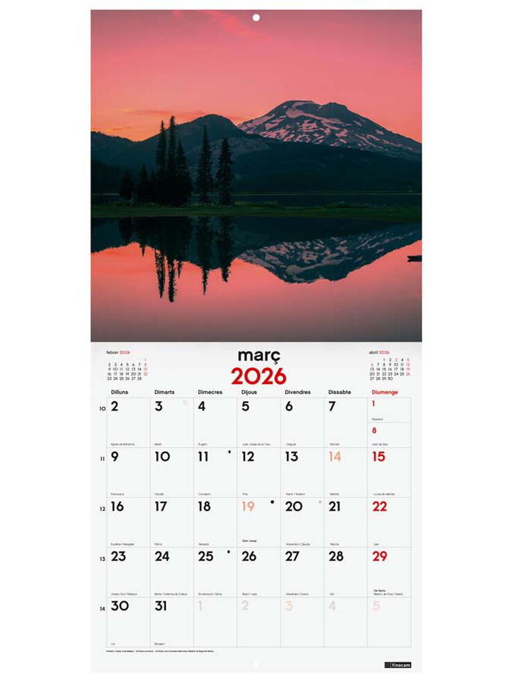 Calendario pared Finocam 30x30 2026 Tardes catalán