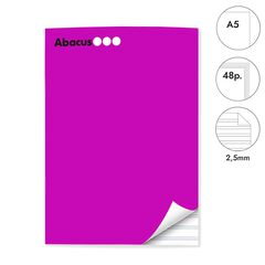 Libreta grapada Abacus A5 48 hojas pauta 2,5mm lila