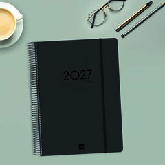 Agenda Finocam 16M Ikon E40 D&iacute;a/P&aacute;gina Multiling&uuml;e 2026-27 Negro
