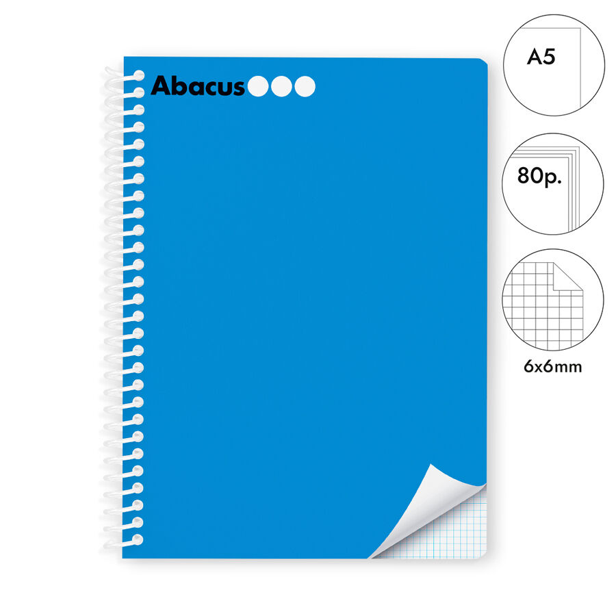 Libreta espiral Abacus A5 80 hojas 6x6mm azul