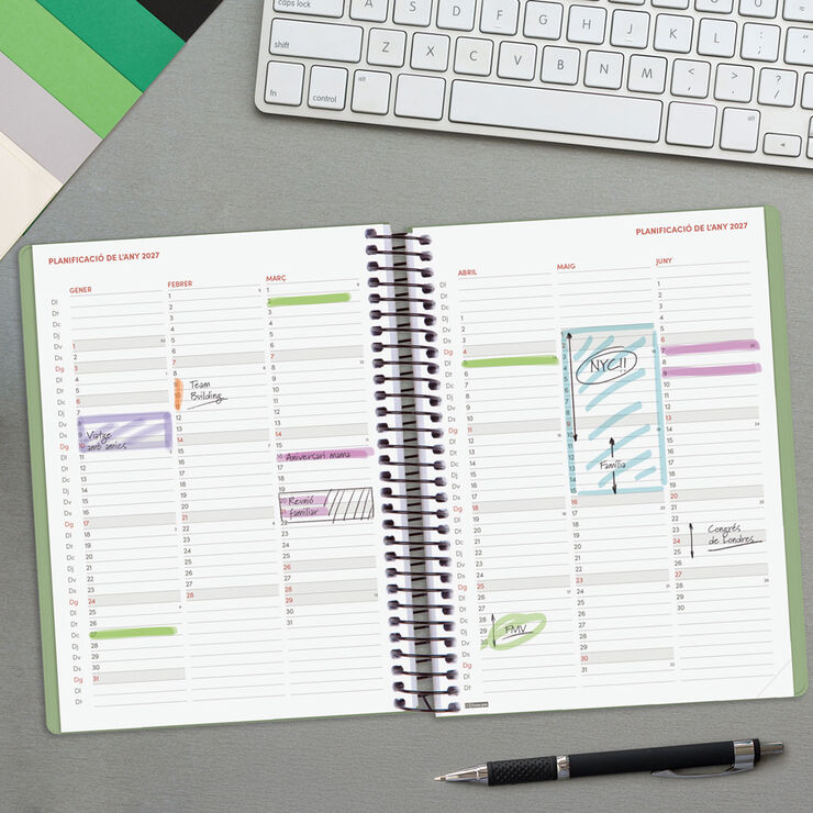 Agenda Finocam My D&iacute;a P&aacute;gina 2027 Catal&aacute;n Verde