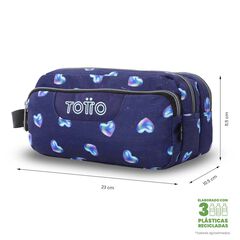 Estuche Totto 3 Cremalleras Glitter Corazones