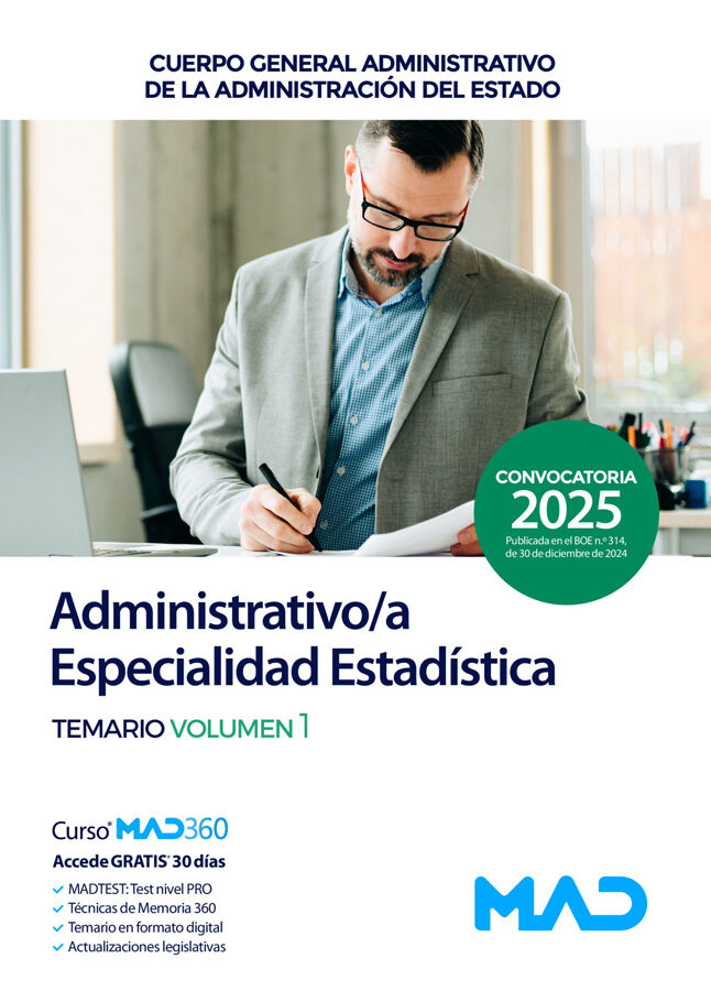 Administrativo/a Especialidad Estad&iacute;stica. Administraci&oacute;n General del Estado. Temario vol. 1