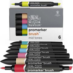 Rotuladores Promaker Brush Winsor & Newton tonos medios 6 colores