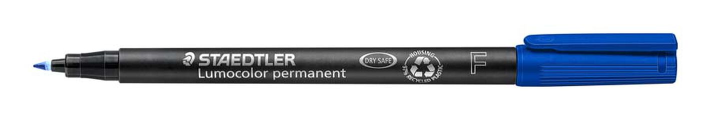 Rotulador permanente Staedtler Lumocolor punta F azul