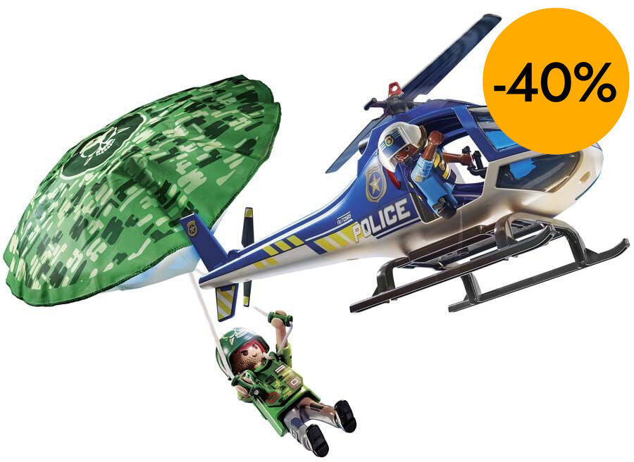Playmobil City Action Helic&oacute;ptero Polic&iacute;a Paraca&iacute;das 70569