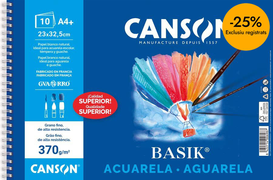 Bloc aquarel&middot;la Guarro Basik 23x32 10 fulls