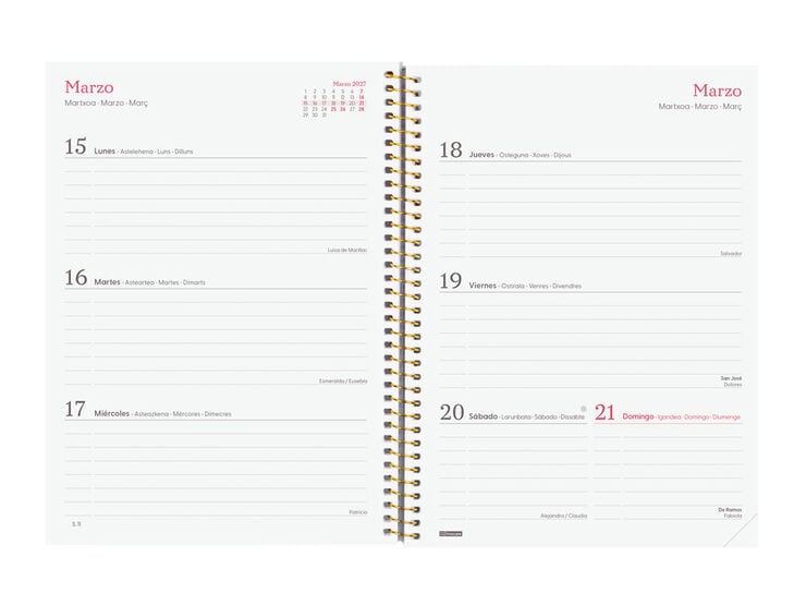 Agenda Finocam Design Collection Setmana Vista Horitzontal 2027 Castell&agrave; Lema
