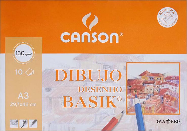 Paper Canson Basik Dibuix A3 130g 10 fulls