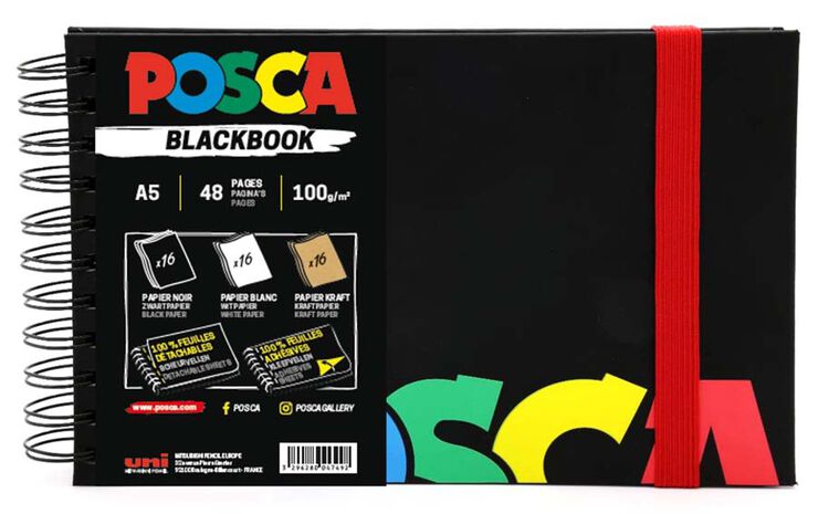 Bloc esbozo adhesivo Posca Blackbook A5 48 hojas