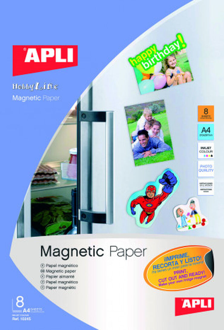 Paper magnètic Apli Inkjet blanc A4 8 fulls