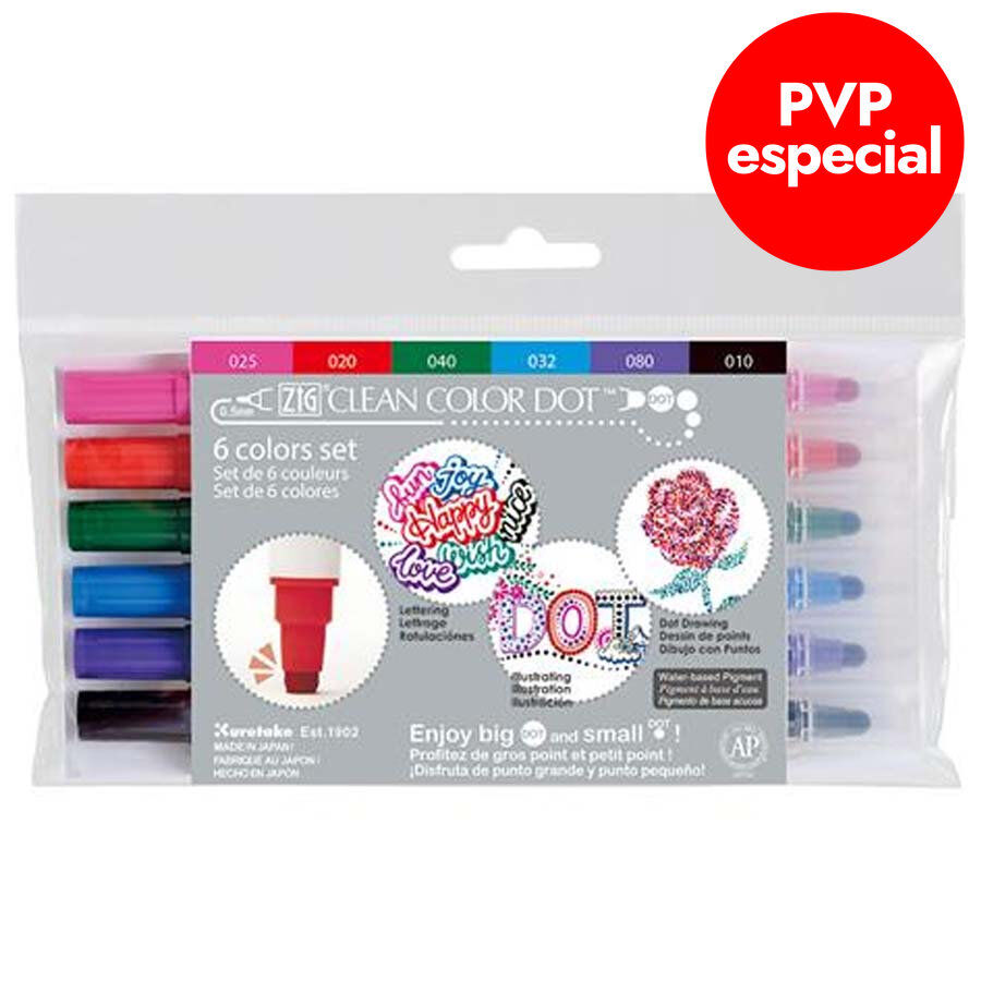 Retoladors Zig Color Dot 0,5 6 colors