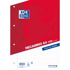 Recambio Papel A4 100 hojas raya margen Oxford Recambio Papel A4 100 hojas raya margen Oxford