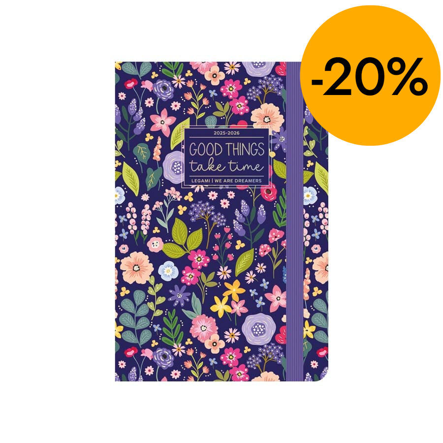 Agenda Legami 16 mesos Medium Foto setm/vista multiling&uuml;e 2025-26 Flower
