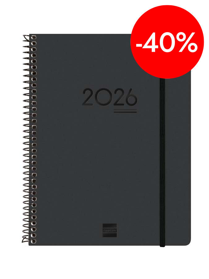 Agenda Finocam 16 meses Ikon E10 sem/vista vertical mult 2025-26 negro