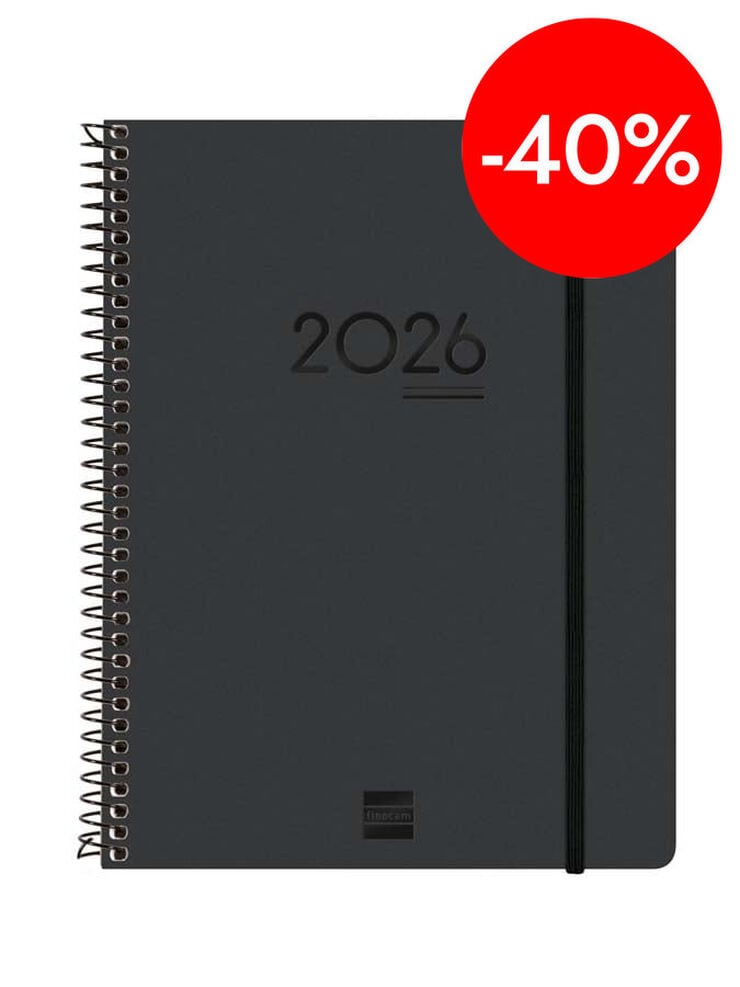 Agenda Finocam 16 meses Ikon E10 sem/vista vertical mult 2025-26 negro
