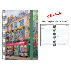 Agenda Espiral Finocam 13,5x21 cm Catal&aacute;n D&iacute;a P&aacute;gina 2027 Florister&iacute;a
