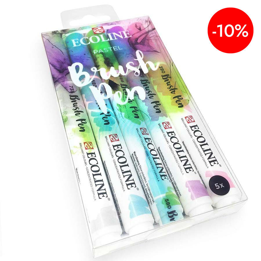 Rotulador pincel Talens Ecoline pastel 5 colores