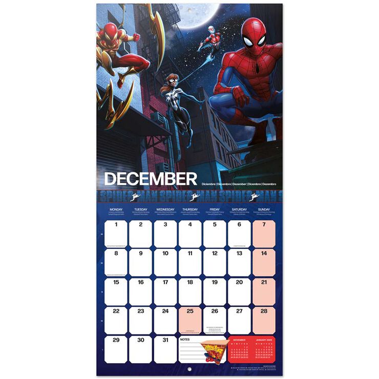 Calendari Paret 2025 30x30cm Marvel Spiderman