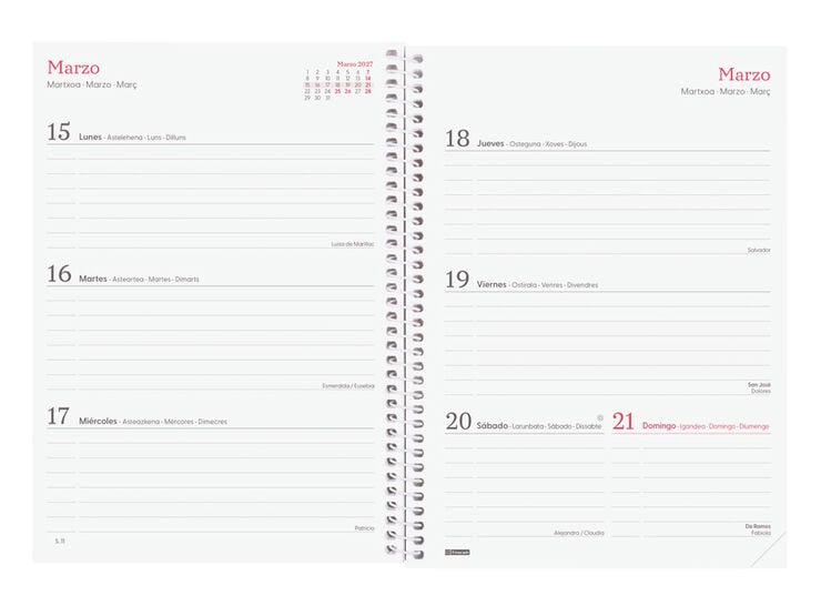 Agenda Finocam Design Collection Setmana Vista Horitzontal 2027 Castell&agrave; Flora