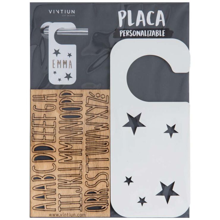 Placa Pom Puerta personalizable Estrellas blancas