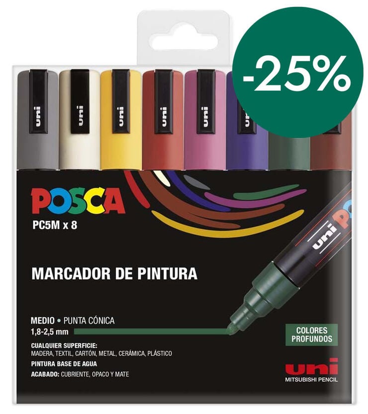 Rotuladores Posca PC-5M 1,8-2,5mm oscuros 8 colores