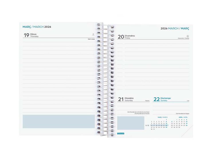 Agenda Finocam escolar Cool 1/8 día/pág cat 2025-26 negro