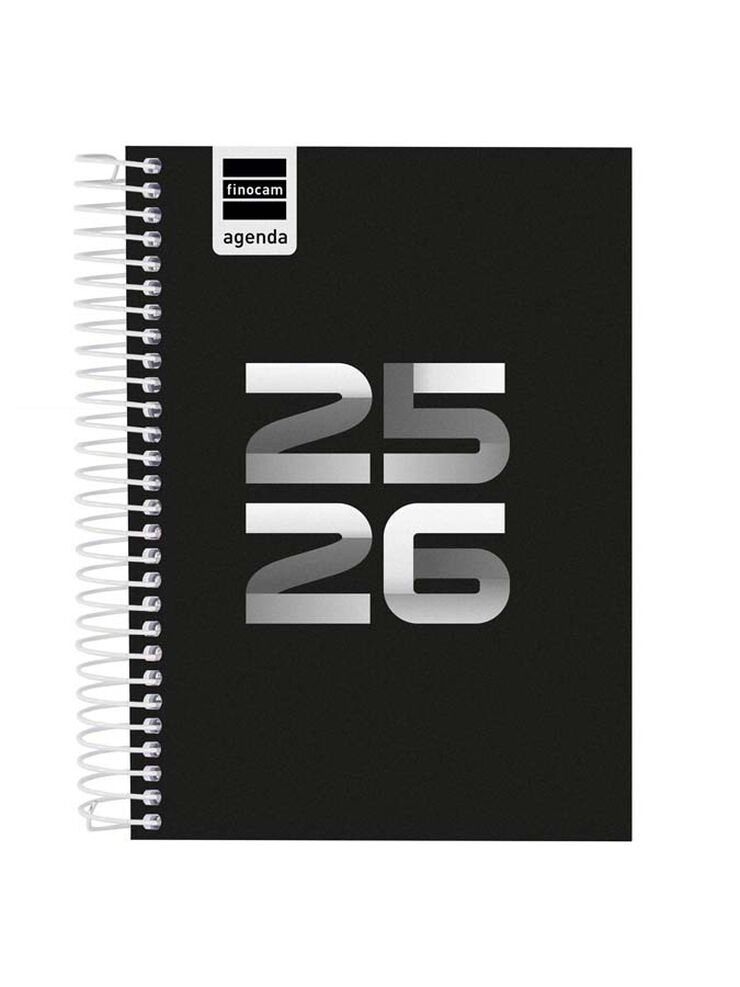Agenda Finocam escolar Cool 1/8 dia/pàg cas 2025-26 negre