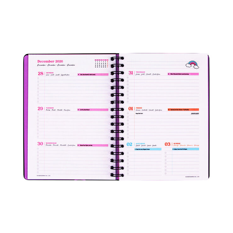 Agenda Mr. Wonderful Semana Vista Kuromi Castellano 2027