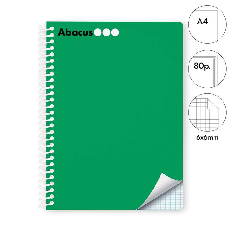 Libreta espiral Abacus A4 80 hojas 6x6mm verde