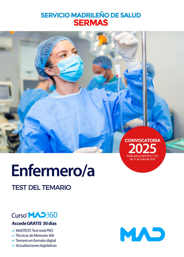 Enfermero/a del Servicio Madrile&ntilde;o de Salud. Test del temario
