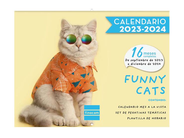 Calendari 16 Mesos Finocam Funny Cats 23-24 Cast