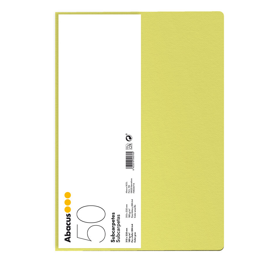 Subcarpeta Abacus A4 180g amarillo 50u