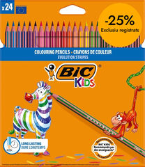 L&aacute;pices de colores Bic Kids Evolution Stripes 24 colores