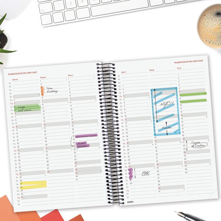 Agenda Finocam Opaque D&iacute;a P&aacute;gina 2027 Catal&aacute;n Azul
