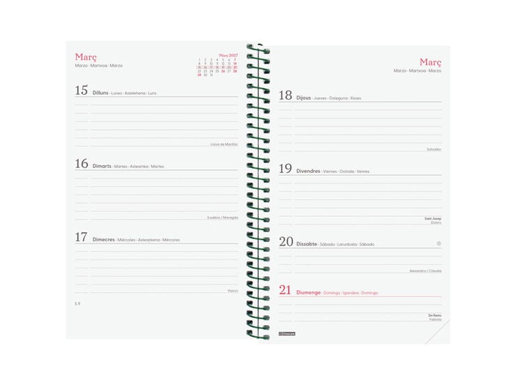 Agenda Finocam Design Collection Semana Vista Horizontal 2027 Catal&aacute;n Lema