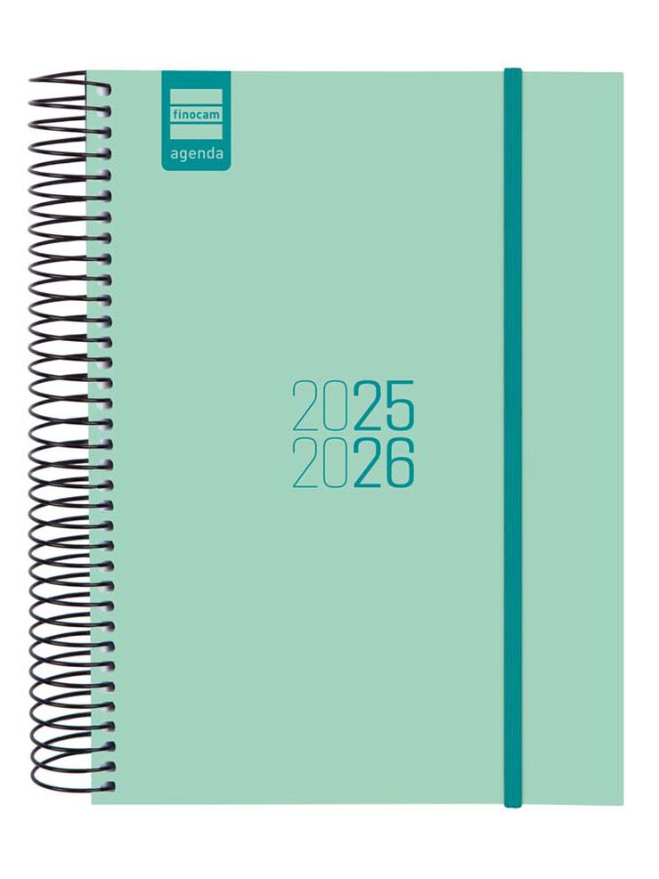 Agenda Finocam escolar espiral E10 día/pág cat 2025-26 turquesa