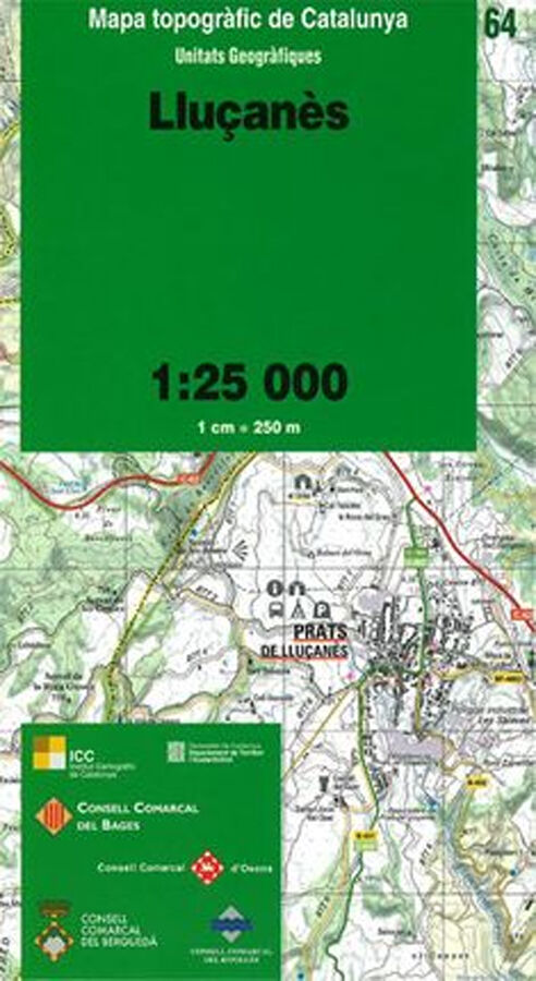 Mapa topogr&agrave;fic de Catalunya 1:25 000. Unitats Geogr&agrave;fiques. 64- Llu&ccedil;an&egrave;s