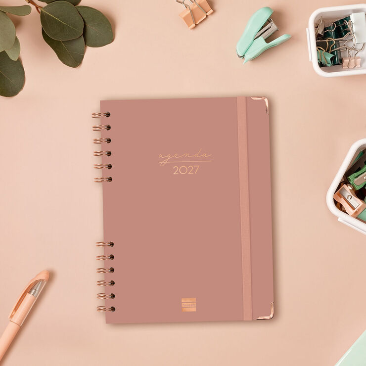Agenda Finocam Alma Semana Vista Horizontal 2027 Catal&aacute;n Rosa