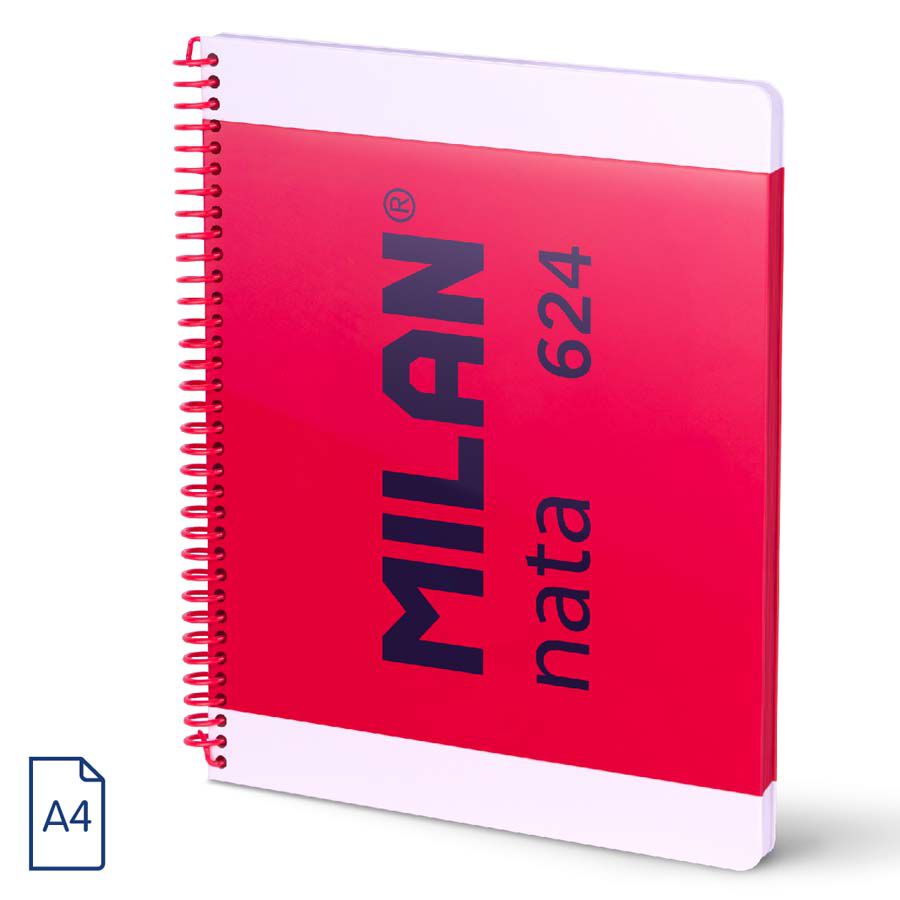 Libreta Espiral A4 Tapa Dura 80 Hojas Cuadr&iacute;cula 5 &times; 5 Milan Nata 624 Rosa