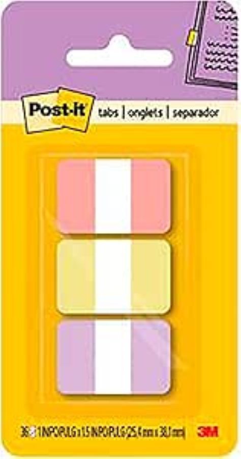 &Iacute;ndice Adhesivo Post-it 25,4 &times; 38,1 mm Rosa, Amarillo y Lila