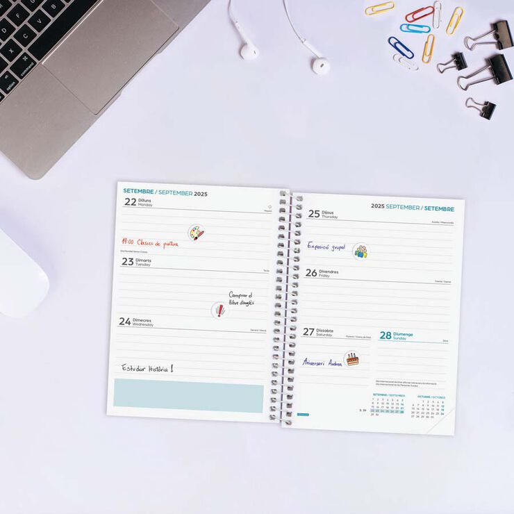 Agenda Finocam escolar Secundaria 1/8 sem/vista cat 2025-26 art