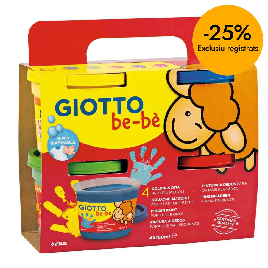 Pintura de dedos Giotto Be-B&egrave; 150g 4 colores